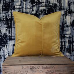 Luxury Velvet Throw Pillow - Soft Decorative Cushion With Elegant Leaf Embroidery - 20x20 Inch Yellow Cover Insert - thumbnail 2
