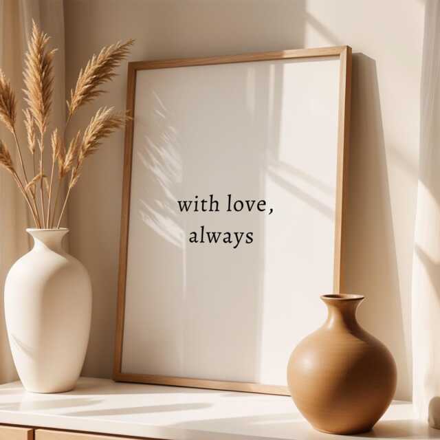 With Love Always, Black & White Poster, Daily Affirmations Poster, Minimalist Decor, Cute Livingroom Print, Simply Home Art, Quote Decor - image 1