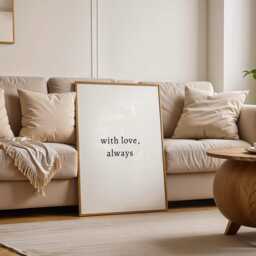 With Love Always, Black & White Poster, Daily Affirmations Poster, Minimalist Decor, Cute Livingroom Print, Simply Home Art, Quote Decor - thumbnail 2
