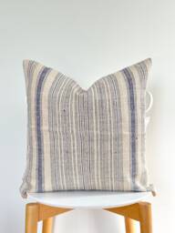 Indigo Neutral Tribal Hemp Hand Woven Natural Dye Color Lumbar Pillow Cover - thumbnail 1