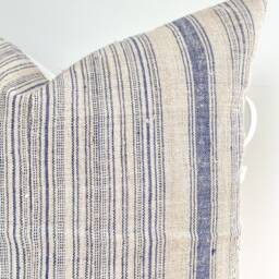 Indigo Neutral Tribal Hemp Hand Woven Natural Dye Color Lumbar Pillow Cover - thumbnail 2