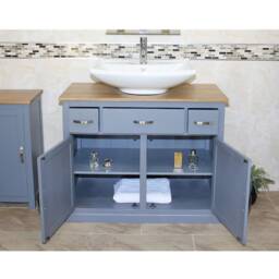 Bathroom Vanity Grey Painted Unit Furniture Wash Stand Cabinet & White Ceramic Basin 1161Gcb016 - thumbnail 3