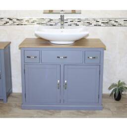Bathroom Vanity Grey Painted Unit Furniture Wash Stand Cabinet & White Ceramic Basin 1161Gcb016