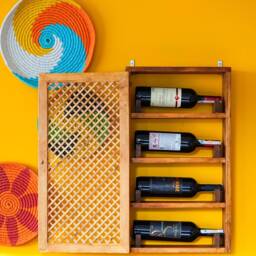 Nostalgia Style 4 Tier Beverages Cabinet, Floating Wine Bottles Holds, High Quality Wall Hanging Cupboard, Whiskey Organizer Rack, Bff Gift - thumbnail 2