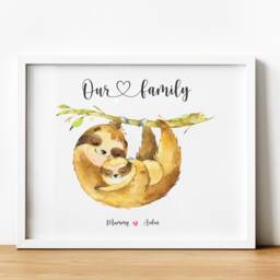 Personalised Sloth Family Tree Print, Custom Illustration Together Is Our Favourite Place To Be Gift For Mum & Granny Unframed - thumbnail 2