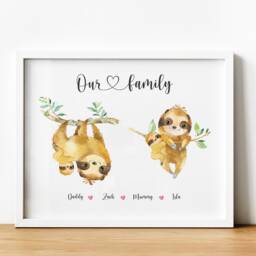 Personalised Sloth Family Tree Print, Custom Illustration Together Is Our Favourite Place To Be Gift For Mum & Granny Unframed - thumbnail 3