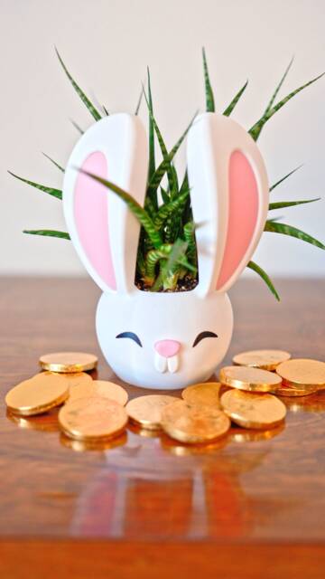 Bunny With Big Ears Plant Pot, Easter Rabbit, Chinese New Year Of The Cute Kawaii Animal Lover Gift - image 1