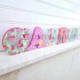 Wooden Letter Or First Name To Pose, Bedroom Decoration Letter, Personalized Decorative Letters Tropical Theme, Topical - thumbnail 2
