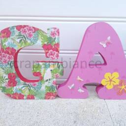 Wooden Letter Or First Name To Pose, Bedroom Decoration Letter, Personalized Decorative Letters Tropical Theme, Topical - thumbnail 3