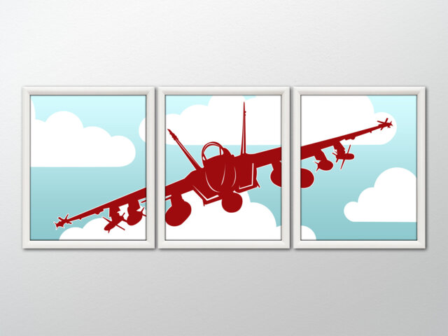 Fighter Jet Wall Art - Airplane Decor, Nursery, Military Decor - image 1