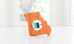 Personalized Missouri State Rattle Modern Wooden Baby Toy