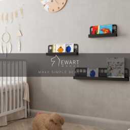 Nursery Bookshelf From Metal, Stainless Steel Kids Book Shelves, Colorful Wall Mounted Shelf Ledge, Floating Bus Form - thumbnail 4