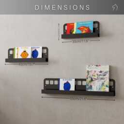 Nursery Bookshelf From Metal, Stainless Steel Kids Book Shelves, Colorful Wall Mounted Shelf Ledge, Floating Bus Form - thumbnail 3