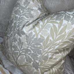 Handmade William Morris Foliage Barley Cushion Cover - Beige Grey Floral Cotton English Heritage Style - thumbnail 2