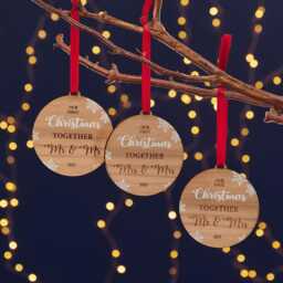 First Christmas Together Wooden Tree Decoration - Stocking Filler Decoration For Couple Newly Wed. Bauble Ornament - thumbnail 3