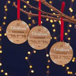 First Christmas Together Wooden Tree Decoration - Stocking Filler Decoration For Couple Newly Wed. Bauble Ornament - thumbnail 4