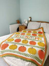 Hello Autumn Blanket, Halloween PDF Crochet Pattern, Blanket Bobble Stitch - thumbnail 2