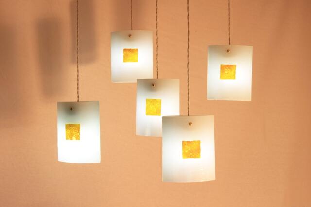Handmade Fused Glass Pendant Light. Series Shell With An Accent - image 1