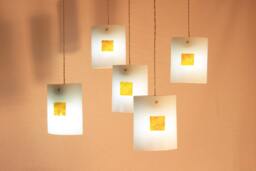 Handmade Fused Glass Pendant Light. Series Shell With An Accent - thumbnail 1