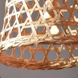 Handmade Bamboo Pendant Lamp, Woven Hill Tribe Basket Light - thumbnail 3