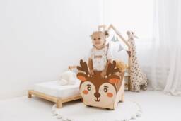 Toddler Playroom Toys Storage Box With Wheels, Toy Chest On Casters, Montessori Furniture, Nursery Decor, First Christmas Gift - thumbnail 1