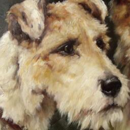 Two Wire-Haired Fox Terriers Oil Painting On Canvas - Inspired By Arthur Wardle - thumbnail 3