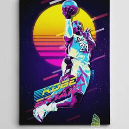 Retrowave Kobe Bryant Canvas Art Wall Print Picture Sports Basketball Framed Home Decor -E247 - thumbnail 2