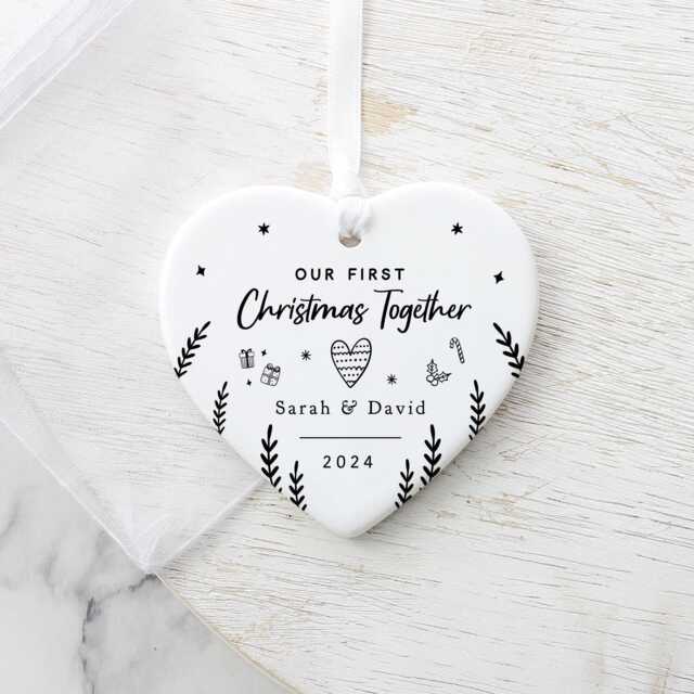 Personalised First Christmas Together Heart Decoration, Ornament Keepsake For Couple, Gift, 1st Bauble, Couple Gifts - image 1