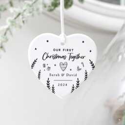 Personalised First Christmas Together Heart Decoration, Ornament Keepsake For Couple, Gift, 1st Bauble, Couple Gifts - thumbnail 3