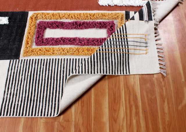 Hand Tufting Cotton Block Print Rug 2x10 3x15 4x20 Feet Hallway Runner - image 1