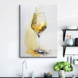Champagneglas Glass Wine Drink Abstract Oil Painting Wall Art, Framed Canvas Poster Print, Home Kitchen Office Room Decor, Gift Idea For Her - thumbnail 1