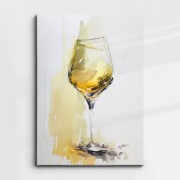 Champagneglas Glass Wine Drink Abstract Oil Painting Wall Art, Framed Canvas Poster Print, Home Kitchen Office Room Decor, Gift Idea For Her - thumbnail 3