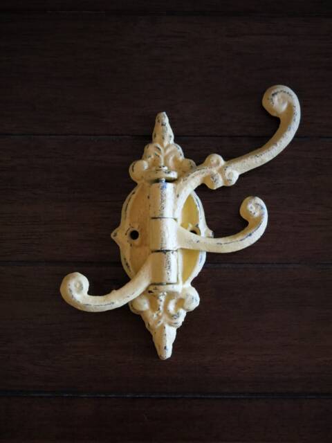 Cast Iron Wall Hook/Shabby Chic Necklace Hanger Warm Yellow Or Pick Color Towel Key Holder Swivel Fixer Upper Style - image 1