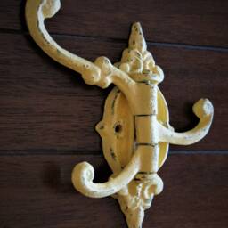 Cast Iron Wall Hook/Shabby Chic Necklace Hanger Warm Yellow Or Pick Color Towel Key Holder Swivel Fixer Upper Style - thumbnail 2