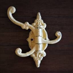 Cast Iron Wall Hook/Shabby Chic Necklace Hanger Warm Yellow Or Pick Color Towel Key Holder Swivel Fixer Upper Style - thumbnail 3
