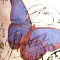Premier Prints Paris Pillow Cover, French Stamp Fabric With Blue Butterfly - thumbnail 2