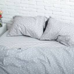 100% Cotton Pillowcase in Gray & Stars. Handmade Pillow Case Organic Slip Cover Natural Custom Sham European Us Sizes - thumbnail 3
