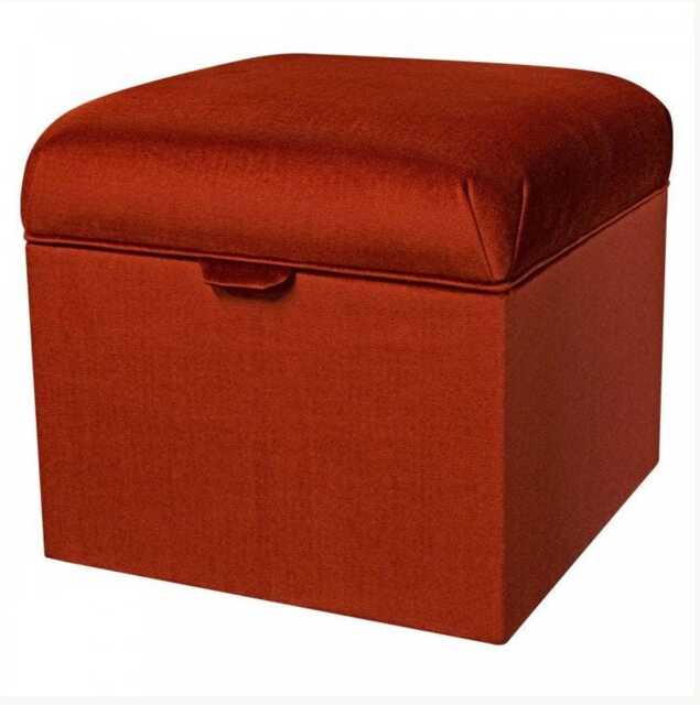 Apricot Square Storage Pouffe Box - Botanical Handmade in Britain - image 1