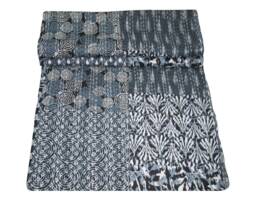 Blanket Patchwork Kantha Bedspread - King Size Indian Quilt Throw - thumbnail 1