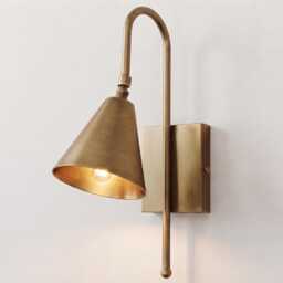 Wall Light in Antique Brass Color With Cone Shade, Modern Sconce For Bedroom, Bedside, Hallway, Living Room, Bedroom & Home Decor - thumbnail 3