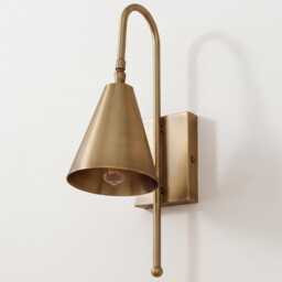 Wall Light in Antique Brass Color With Cone Shade, Modern Sconce For Bedroom, Bedside, Hallway, Living Room, Bedroom & Home Decor - thumbnail 2