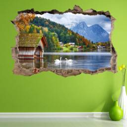 Alps Lake Swans Wall Decal Sticker Mural Poster Print Art Home Office Decor Hk10 - thumbnail 2