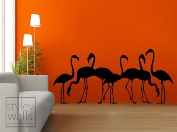 Flamingos Wall Decal, Sticker For Home Office Living Room Decor, Safari Tropical Birds Decal - image 1