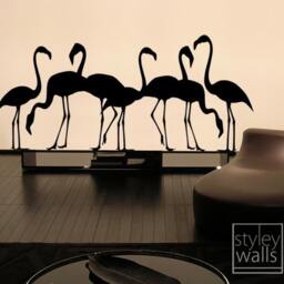 Flamingos Wall Decal, Sticker For Home Office Living Room Decor, Safari Tropical Birds Decal - thumbnail 3