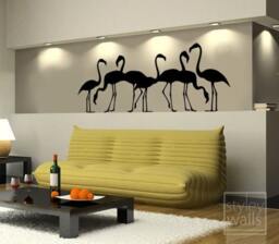 Flamingos Wall Decal, Sticker For Home Office Living Room Decor, Safari Tropical Birds Decal - thumbnail 2