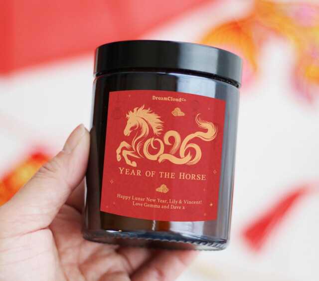 Chinese New Year Gift For Friend Family Colleague Mum Dad - Of The Horse Lunar Celebration Personalized Candle - image 1