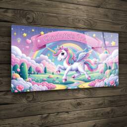 Personalised Children's Room Sign With Name. Fairytale Unicorn Rainbow - 3 Gloss Metal Wall Art. Baby, Toddler, Infant Or Childs Bedroom - thumbnail 2