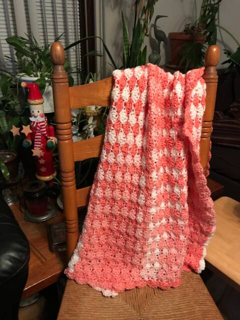 Peach & Salmon Afghan Throw Crib Blanket - image 1