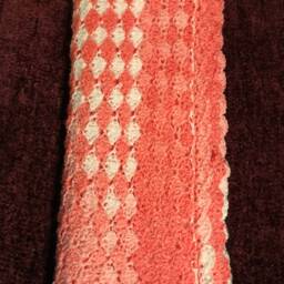 Peach & Salmon Afghan Throw Crib Blanket - thumbnail 4
