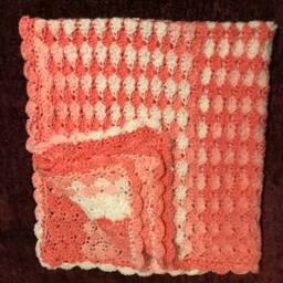 Peach & Salmon Afghan Throw Crib Blanket - thumbnail 3